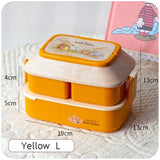 HULIANFU Kawaii Portable Lunch Box For Girls School Kids Plastic Picnic Bento Box Microwave Food Box With Compartments Storage Containers