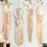 HULIANFU Macrame Dream Catcher Boho Home Decor Moon Ramadan Decoration Macrame Wall Hanging Baby Nordic Room Decoration Kids Nursery
