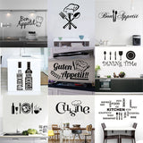 HULIANFU Kitchen Wall Stickers Vinyl Wall Decals for Kitchen English Quote Home Decor Art Decorative Stickers PVC Dining Room For Bar PVC
