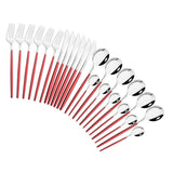 HULIANFU Pink Gold Cutlery Set Stainless Steel Dinnerware Set 24Pcs Knives Forks Coffee Spoons Flatware Set Kitchen Dinner Tableware Set