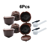 HULIANFU Reusable Coffee Capsule Filter Cup for Nescafe Dolce Gusto Refillable Caps Spoon Brush Filter Baskets Pod Soft Taste Sweet