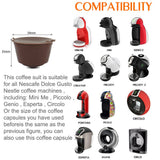 HULIANFU Reusable Coffee Capsule Filter Cup for Nescafe Dolce Gusto Refillable Caps Spoon Brush Filter Baskets Pod Soft Taste Sweet