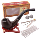 HULIANFU Resin Smoking Tobacco Pipe Set Classic Wooden  Herb Grinder Pipe Smoking Chimney Filter Gift for Smoke Accessories