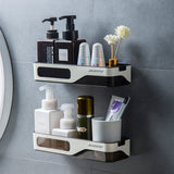 HULIANFU Wall Mounted Bathroom Shelf Shampoo Shower Organizer Punch-Free Bathroom Shelves Storage Rack Drainage Holder Household Items
