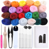 HULIANFU MIUSIE 16/25 Color Needle Felting Kit Wool Felting Tools Handmade Felt Needle Set 7pcs Pack Felting Fabric Materials Accessories