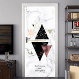 HULIANFU  Light Luxury Door Stickers Abstract  Poster Kitchen Door Stickers Pattern 3d Wallpaper Decoration Porte Home Decor EH50DS