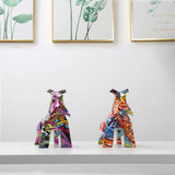 HULIANFU Nordic Painting Art Graffiti Schnauzer Creative Resin Crafts Home Decoration Wine Cabinet Office Decor Resin Crafts Gift Anime
