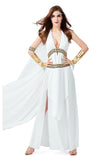 Halloween Greek Roman Goddess Costume Sexy Women Halter Neck Gown Slit Dress For Adult