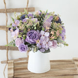 HULIANFU White Silk Artificial Roses Flowers Wedding Home Autumn Decoration High Quality Big Bouquet Luxury Fake Flower Arrangement Bulk