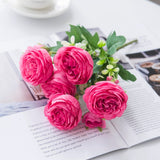 HULIANFU 2023 White Roses Artificial Flowers Silk Peonies Wedding Decorative Vases for Home Decor Bride Bouquet Foam Craft Gifts Fake Plants