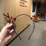 HULIANFU 2023 Christmas Headband Reindeer Antlers Horn Flower Hair Band Clasp Headwear for Kids Adult New Year Navidad Party Halloween Cosplay