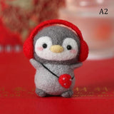 HULIANFU Non-Finished Felt Kit Cute Animal Collection Panda Squirrel Cat Penguin Doll Wool Felt Poked Kitting DIY Felting Materials