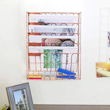 HULIANFU Nordic Rose Gold Wall Magazine Rack Bookshelf Hanging Bookend Decor Furniture For Home Desktop Children Bookcases Book Cabinet