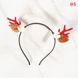 HULIANFU 2023 Christmas Headband Reindeer Antlers Horn Flower Hair Band Clasp Headwear for Kids Adult New Year Navidad Party Halloween Cosplay