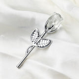 HULIANFU Valentines Day Gift Crystal Glass Rose Artificial Flower Silver Gold Rod Rose Flower for Girlfriend Wedding Gifts for Guest