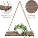 HULIANFU Premium Wood Swing Hanging Rope Wall Mounted Floating Shelves Plant Flower Pot indoor outdoor decoration simple design