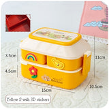 HULIANFU Kawaii Portable Lunch Box For Girls School Kids Plastic Picnic Bento Box Microwave Food Box With Compartments Storage Containers