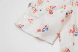 hulianfu Women Shirt Spring and Summer New Ladies Floral Print V-neck Short-sleeved Shirt