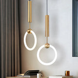 HULIANFU Nordic creative LED Pendant lamp 360 ° glow Bedroom Bedside Art Single Head lamp Postmodern Hanging light Luxury Circular lamp