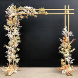 HULIANFU 2023 Wedding arch Wrought Iron Wedding Props Double Pole Square Arch Flower Stand Outdoor Square Frame Shelf Party Backdrop Decor