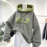 Letter Printing Embroidery Hoodies Female Winter Hooded Sweatshirts  Large Size Fashionable Women's Clothing Preppy Style
