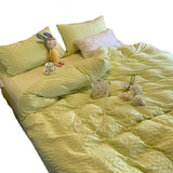 HULIANFU Nordic Style Green Puff Duvet Cover Simple Light Luxury Bedding Four Piece Set Duvet Cover Bed Sheet For Bedroom
