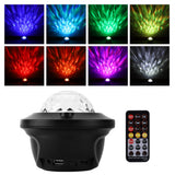 HULIANFU LED Galaxy Projector Ocean Wave LED Night Light Music Player Remote Star Rotating Night Light Gift For kids Bedroom Lamp