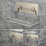 HULIANFU Stainless Steel Bathroom Storage Shelf Punch-Free Kitchen Bathroom Toilet Wall Hanging Storage Rack