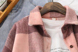 Hulianfu Spring New Women Big Plaid Full Sleeve Thick Warm Woolen Shirt Jacket Winter Oversize Tops Stylish Girl Casual Outwear T0N444T