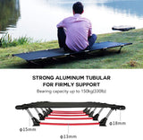 HULIANFU Portable Foldable Camping Cot Single Person Outdoor Folding Bed 330LB Bearing Weight Compact for Outdoor Picnic Camping