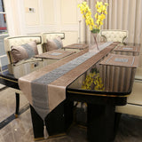 HULIANFU Luxury Table Runner with Handmade Rhinestones European Tasseled Flannel Table Runner Wedding Party Supplies Pillowcase Napkin