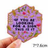 HULIANFU Van Gogh Embroidered Patches on Clothes DIY Cartoon Wave Applique Clothing Thermoadhesive Patches for Clothing DIY