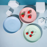 HULIANFU Kitchen Plastic Plates Wheat Straw Food Sauce Dish Taste Board Snack Fruit Plates Round Household Dishes Modern Dinner Plates