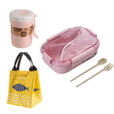 HULIANFU TUUTH Microwave Lunch Box Wheat Straw Bento Box 750ML BPA Free Food Storage Container with Soup Cup
