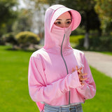 Hulianfu Women Sunscreen Hat Ice Silk Clothing Summer Big Edge Outdoor Shirt Short Coat Uv Protection Boy Hat Sun?hat New