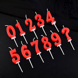 HULIANFU Number Candles Red Number 0-9 &amp; Question Mark Birthday Anniversary Smokeless Candles Cake Topper Decoration Party Supplies