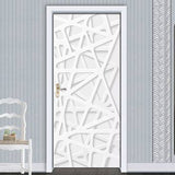HULIANFU 2023 PVC Self-Adhesive Waterproof Door Sticker Modern 3D Abstract Line Mural Wallpaper Living Room Study Home Decor Art Door Poster