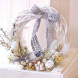 HULIANFU White Garland Wicker Round Design Christmas Tree Rattan Wreath   Ornament Vine Ring Decoration Home Party Hanging Flower Craft