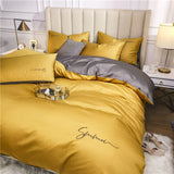 HULIANFU OLOEY 60S long-staple cotton Bedding Set Egyptian Solid color embroidery Bed set Duvet Cover Bed Sheet spread Fit sheet bed set