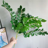HULIANFU Large Lush green branch real looking Eucalyptus leaves plastic Artificial Flowers for jungle party decor home fake plants