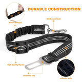 HULIANFU Pet Supplies Car Seat Belt Dog Seat Belt Dog Leash Vehicle Belt Adjustable Cushioning Elastic Reflective Safety Rope for Dog Cat