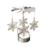 HULIANFU Silver Gold Candlesticks Rotating Romantic Rotation Spinning Carrousel Tea Light Candle Holder Dinner Wedding Bar Party