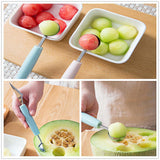 HULIANFU Kitchen Accessories Dual-head Stainless Steel Carving Knife Fruit Watermelon Ice Cream Baller Scoop Stacks Spoon Home gadgets