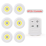 HULIANFU LED Light COB Under Cabinet Light Night Light Wireless Remote Control Dimmable Wardrobe Lamp 3W Super Bright Closet Lighting