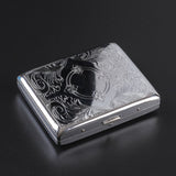 HULIANFU Silver Portable Metal Cigarette Case for Thick Cigarettes Flip Open Traveling Cigarette Container Box Holder Outdoor Smoking1PC