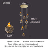 HULIANFU Modern led pendant golden villa staircase living room home decoration chandelier shopping mall crystal rope Chandelier