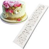 HULIANFU Pearl Rope Wave Flower Gemstone Shape Cake Side Lace Silicone Sugarcraft Mold Fondant Cake Decorating Tools