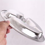 HULIANFU Stainless Steel Dinner Plate 3 Sections Round Divided Dish Children Fruit Snack Tray Baby Bowls Kitchen Tableware Dia 22/24/26cm