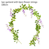 HULIANFU 2023 Green Eucalyptus Leaves Garland Wisteria Artificial Flowers Rattan Fake Plant Silk Leaf Vines For Wedding Birthday Party Decor