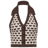 Streetwear Fashion Striped y2k Halter Knitted Vest For Women Sexy Backless Slim Outfits Female Tank Tops Autumn